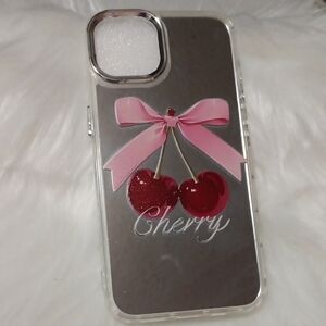 Cherry Design Mirror Case - Pink and Red